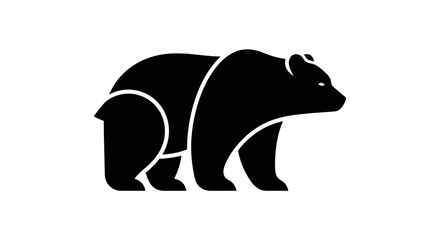 Black bear silhouette on white background design element for various uses