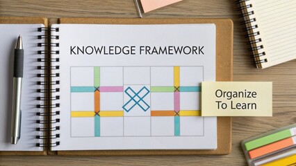Detailed Knowledge Framework Design with Colorful Sections and Organizational Tools for Effective Learning Strategies
