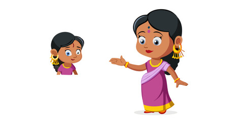 2d Indian village girl cartoon character ready for animation moral stories, made by adobe illustrator and ready for animate cc
