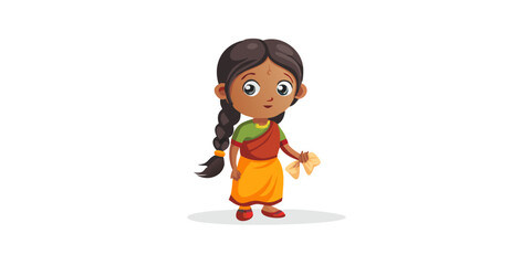 2d Indian village girl cartoon character ready for animation moral stories, made by adobe illustrator and ready for animate cc
