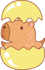 Illustrations of cute capybara character clip art for kids.
