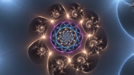 Abstract fractal spiral pattern with blue and purple swirling elements - Powered by Adobe