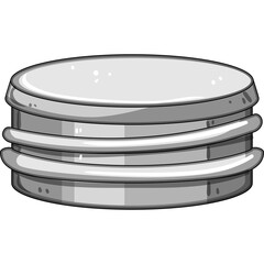 Pixel Art Macaron Pastry In Grayscale With A Transparent Background And A Stacked Layered Design Representing A Sweet Treat