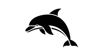 Black dolphin silhouette jumping isolated on white background symbol