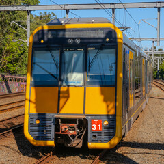 Passenger Train going through Summer Hill train station a suburban Sydney train Station NSW Australia