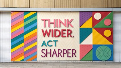 Colorful Wall Mural with Inspirational Text Encouraging Creative Thinking and Action in Modern Urban Environment