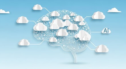 AI brain concept with cloud connections and digital circuits