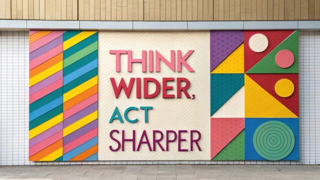 Colorful Wall Mural with Inspirational Text Encouraging Creative Thinking and Action in Modern Urban Environment