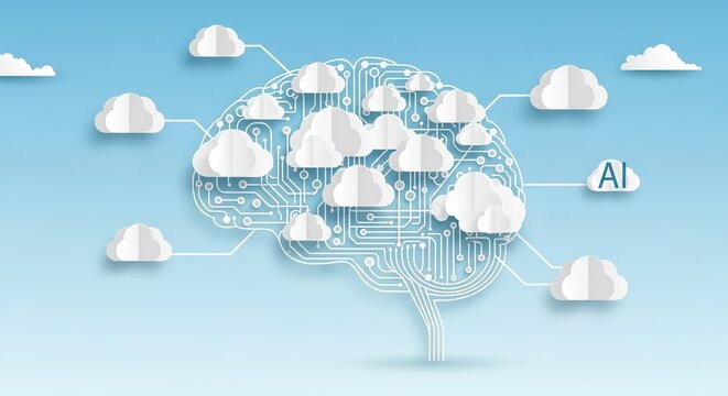 AI brain concept with cloud connections and digital circuits - Powered by Adobe