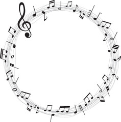 vector sheet music round frame - musical notes melody © agrus