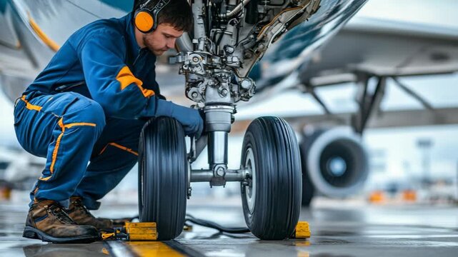 selective focus aviation technician inspection