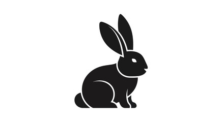 Black rabbit silhouette isolated on white background for graphic design