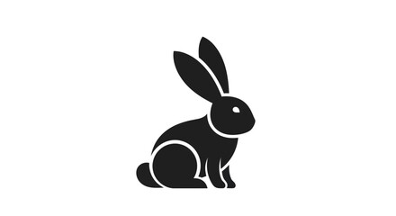 Black rabbit silhouette on white background illustration perfect for designs