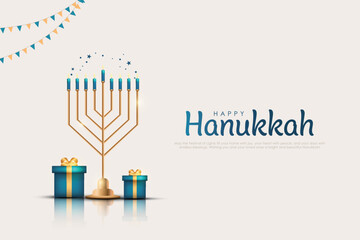 Vector illustration of Jewish holiday Hanukkah. Creative Celebration banner design for Israel.