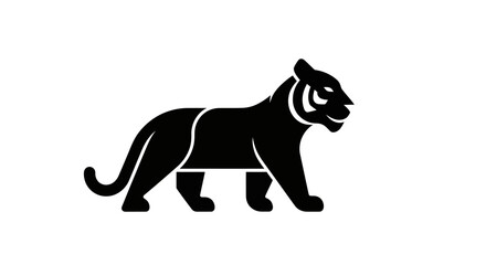 Black silhouette of a tiger on white background animal vector illustration