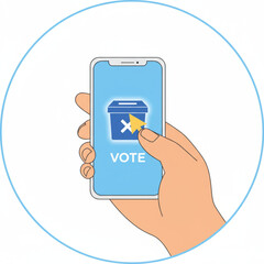 Mobile Online Voting and Electronic Ballot Box Illustration