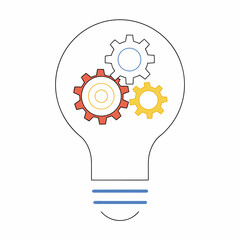 A lightbulb with abstract gears inside representing creative thinking