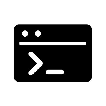 A terminal window icon representing coding and programming commands. Ideal for developers, software engineering, scripting tasks, system automation, and debugging processes.