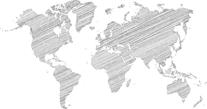 abstract world map - vector illustration of scribble world map