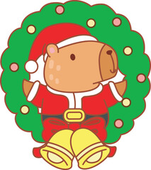 Illustrations christmas theme of cute capybara character clip art for kids.
