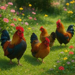 rooster and hen
