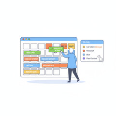 Concept showing professional organization and efficiency using modern digital project management tools.
