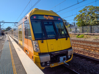 Fototapeta premium 5 November 2025 passenger Train going through Summer Hill train station a suburban Sydney train Station NSW Australia