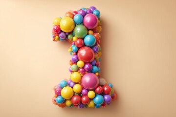 Fototapeta premium Colorful Balloon Number One Decoration for Birthday Celebration