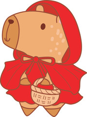 Illustrations halloween theme of cute capybara character clip art for kids.