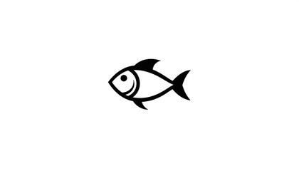 Minimalist black outline illustration of a fish on a white background