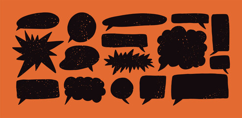 Crayon drawn black speech bubbles