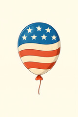 Balloon with American Flag &ndash; Stars and Stripes Symbol of National Celebration Isolated on Transparent Background