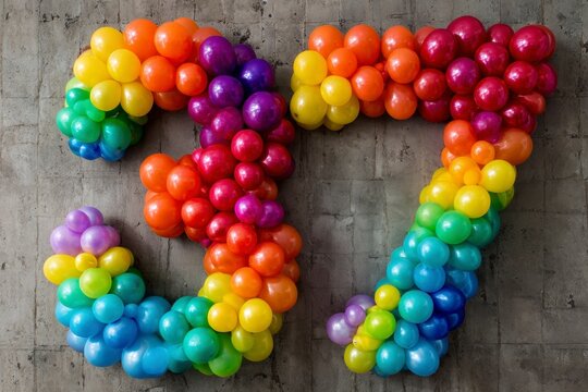 Colorful Balloon Decoration for 37th Birthday Celebration Event