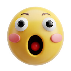 Fototapeta premium Surprised Yellow Emoji with Wide Eyes and Open Mouth