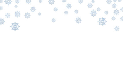 Fototapeta premium Minimalist winter background featuring falling blue snowflakes on a white backdrop. Perfect for Christmas cards, seasonal greetings, holiday banners, and festive digital or print designs.