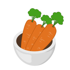 Illustration of Carrots in a Bowl