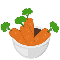 Illustration of Carrots in a Bowl