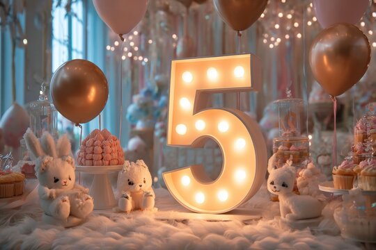 Bright and Cheerful Birthday Celebration Setup for Five-Year-Olds