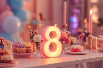 Festive Birthday Celebration with Colorful Decorations and Cake