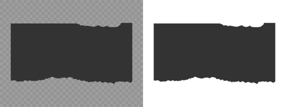 Pieces / scraps of paper with ripped torn jagged edges for vintage, retro style collage, scrapbooking. Torn Paper Edge Brush Stroke Clipart Grunge Ripped Border Vector Set. Vector. Jagged rectangle.