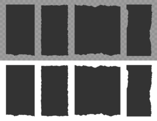 Set of ripped paper, jagged rectangle, torn paper frames vector illustration. Set of Paper torn, jagged edge rectangle shape. Silhouette torn paper jagged edges pieces set. Jagged rectangle. Vector.