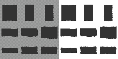 Scrapbook edge, notebook tear or blank page split vector illustration . Headline, calligraphy border, isolated grunge header background. Rectangle torn paper shape. Torn or ripped paper sheet. Vector.