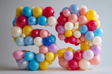 Colorful Balloon Arrangement Featuring Number Fifty-Two Design