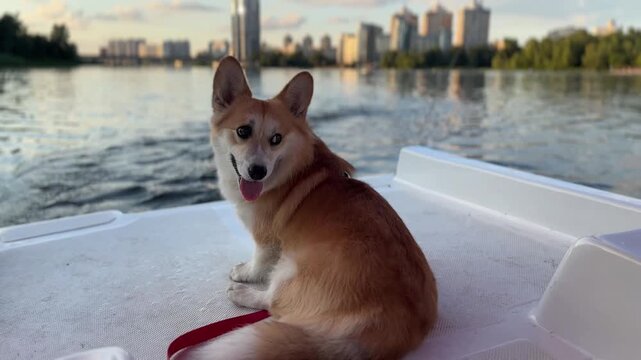 Happy corgi dog enjoys the life