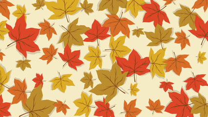 Seamless Maple Leaves Autumn Fall Vector Pattern