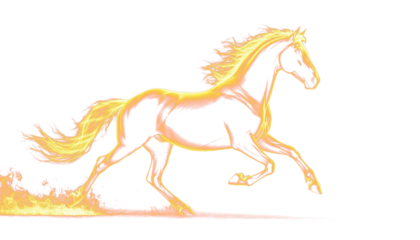 Fiery glowing horse contours for overlay New Year 2026