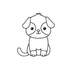 Cartoon Puppy Line Art for Coloring Page