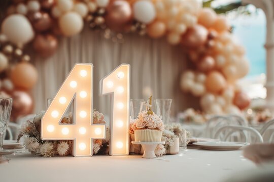 Festive Table Setup for 41st Birthday Celebration with Decorations