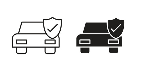 Auto insurance icon symbol. Vector EPS 10. line and glyph icon