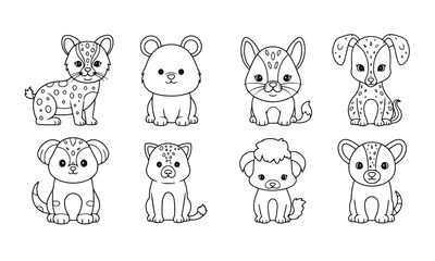 Cute Baby Animals Line Art for Kids Coloring